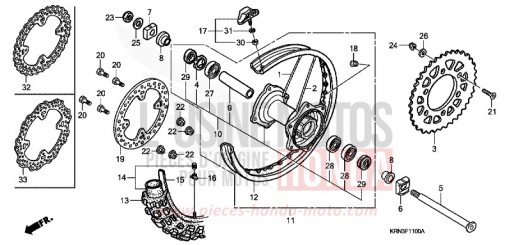 ROUE ARRIERE CRF250R7 de 2007